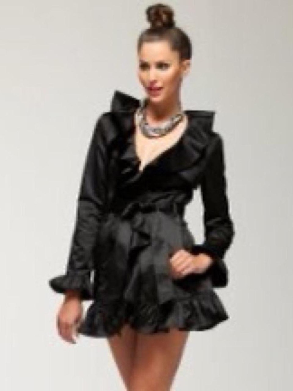 bebe Black Ruffle coat